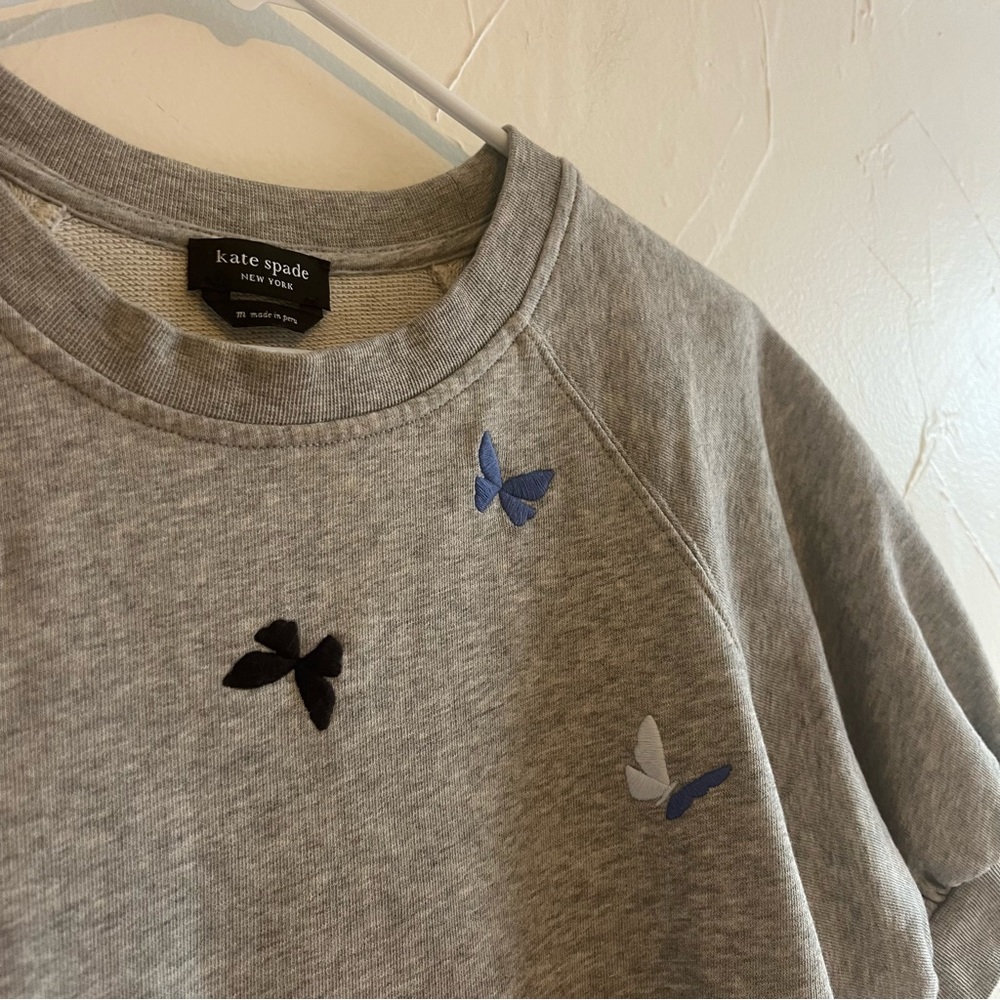 Kate Spade Embroidered Butterfly Puff Sleeve Sweatshirt - Picture 3 of 5